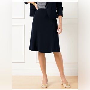 Talbots NWT Easy Travel A- Line Light Weight Navy Knee Length Skirt size 16